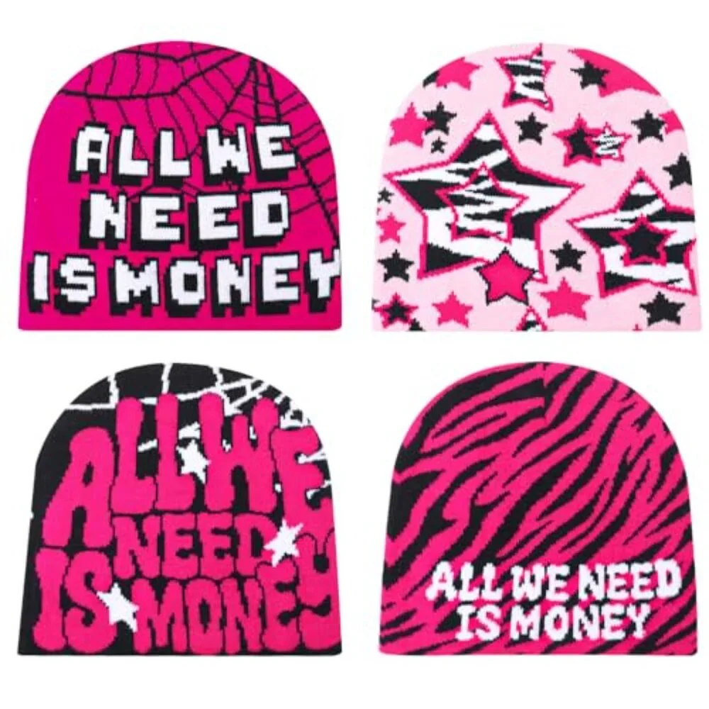 Y2K Spider Web Beanie Set Acrylic Knit Unisex Streetwear Casual Hats_2